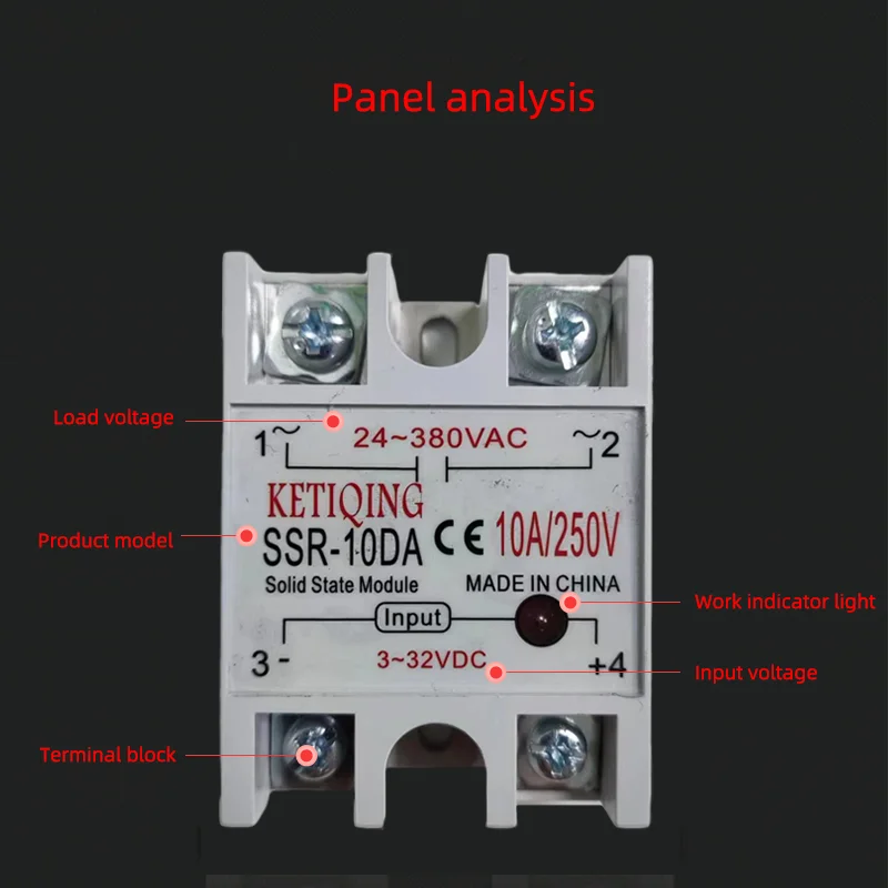 Solid State Relay  SSR-10DA SSR-25DA SSR-40DA SSR-60DA SSR-80DA SSR-100DA  Module 3-32V Input DC 24-380V AC Output High Quality