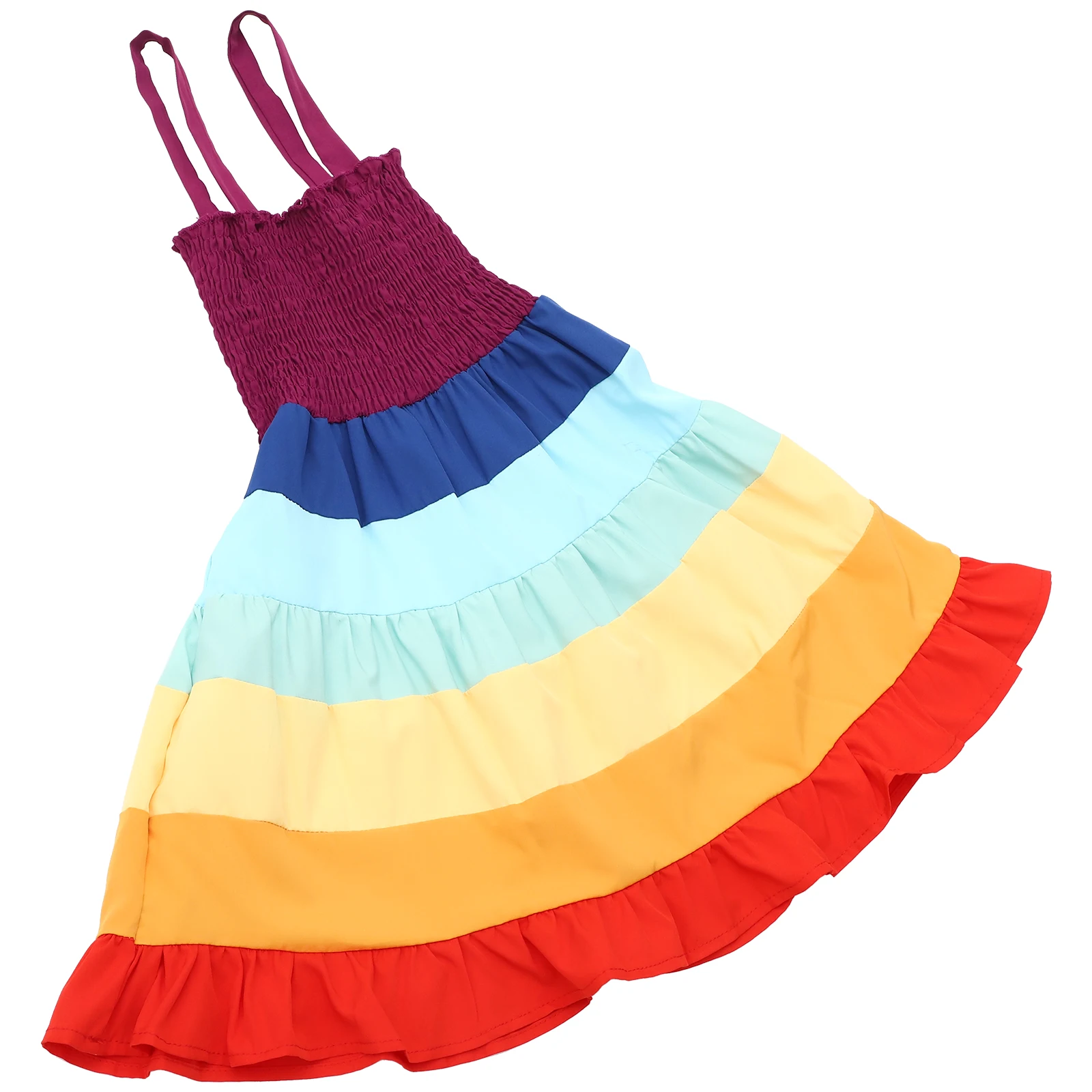 

Rainbow Skirt One Piece Sleeveless Strapless Beach Dress Costume For Party Performance s Sleepover Fit 100Cm Height