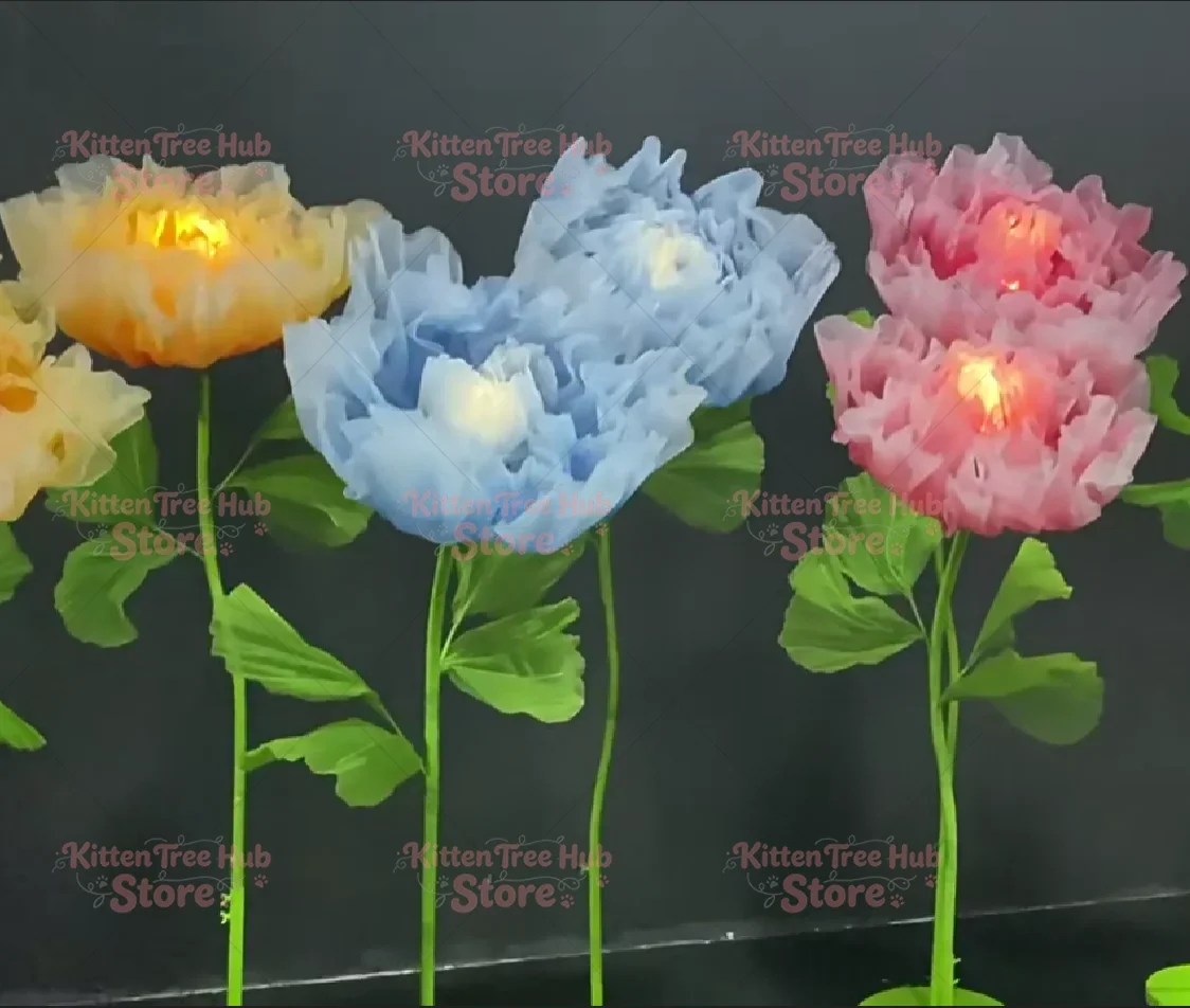 Silk Mechanical Flowers, Automatic Opening & Closing Artificial Flowers for Wedding, Stage, Window, Christmas & Home Decor