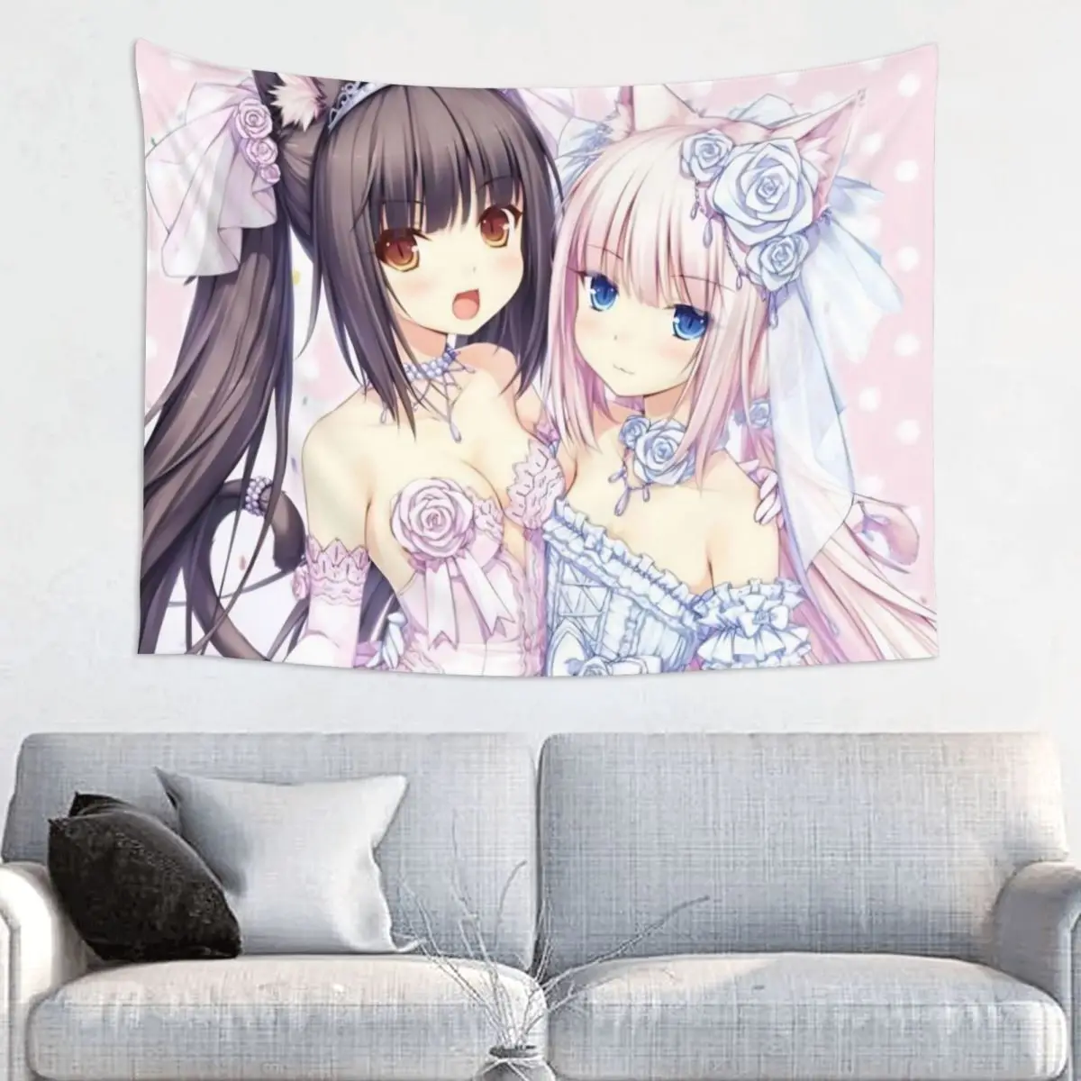 

Nekopara аниме Chocola и ванильный гобелен настенный принт тканевый настенный гобелен художественное настенное одеяло Настенный декор коврик для йоги