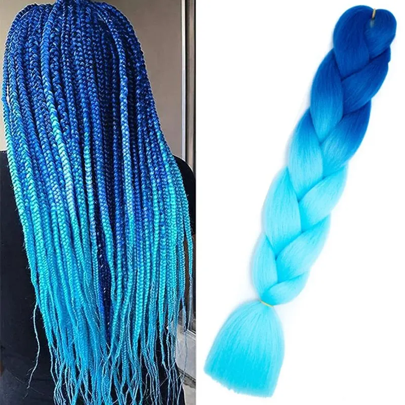 24-Zoll-Ombre-Jumbo-Flechthaar für Crochet Twist Box Braids Regenbogenfarbene bunte Kanekalon-Kunsthaarverlängerungen