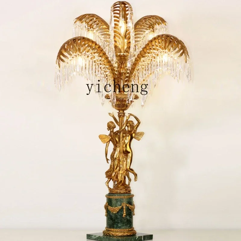 

all copper crystal ornaments villa luxury living room bedroom study marble palm leaf