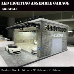 Assemble Diorama 1:64 LED Lighting Garage Model Car Parking Station Display Collection Gifts - Grey