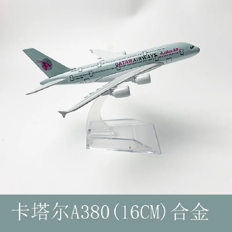 16cm 1/400 Scale Qatar Airways A380 Diecast Metal Airplane Model Kit with Stand for Adult Aviation Souvenir Gift or Plane Toy