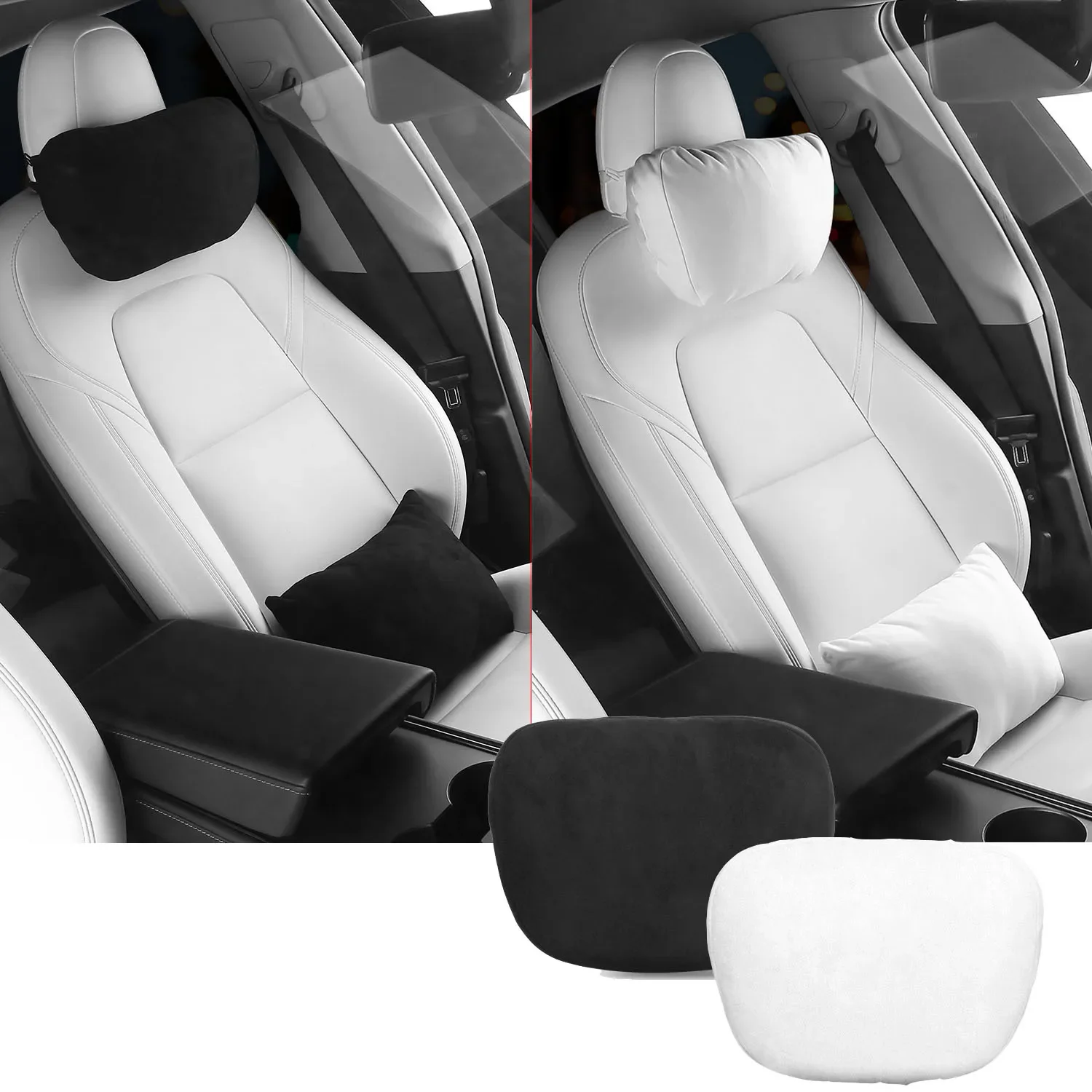 

Car Seat Headrest Soft Memory Neck Pillow Headrest Comfortable Cushion White Black For Tesla Model 3 Model Y