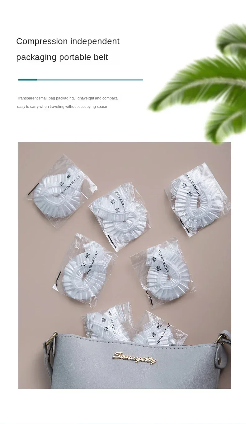 Haarfärbe-Einweg-Duschhauben 100 Stück/Set, wasserdichte Kopfbedeckung aus Kunststoff, rosa, für Spa, Salon, Hotel, Damen, elastische Haarkappe, Badezimmer – Detail 4