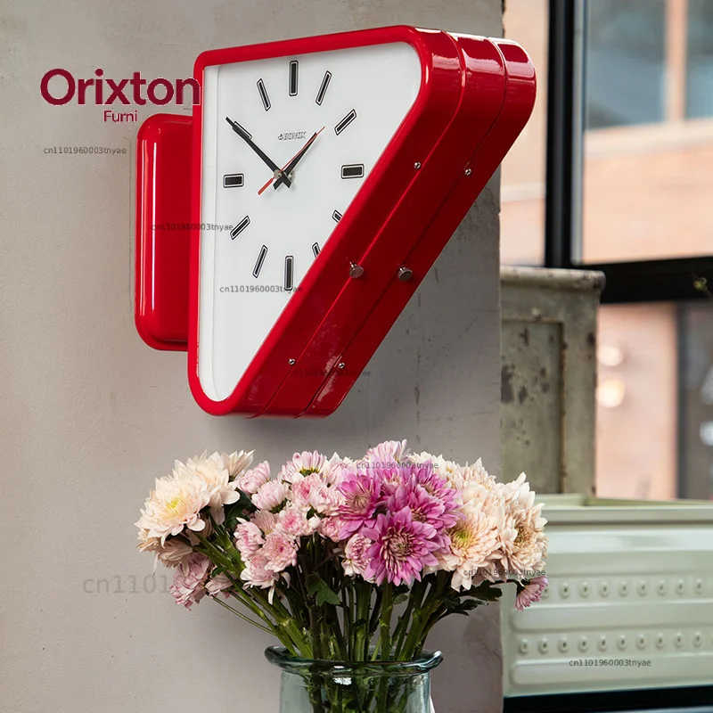 Living Room Minimalism Clocks Two-sided Wall Clocks Triangle Modern Clock Mechanism Silent Design Clock Watch for Decoration