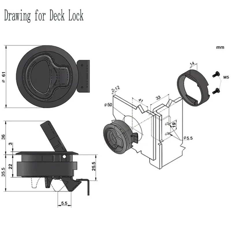 2/4/10Pcs Round Flush Pull Slam Latch Mount Lift Pull Handle Marine RV Boat Deck Locker Accessories for Latch Round Slam