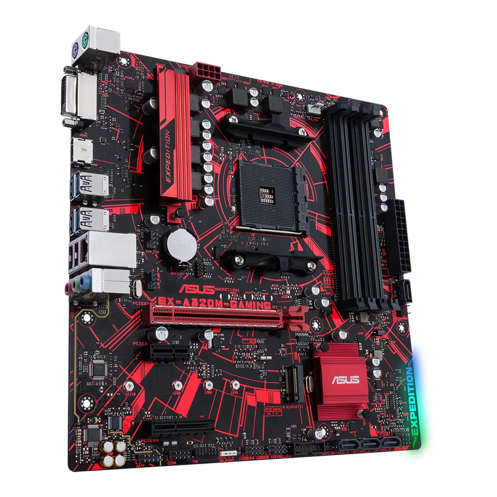 ASUS EX-A320M-GAMING اللوحة الأم mATX AMD A320 المقبس AM4 DDR4 SATA3 HDMI DVI-D PS/2 الصوت لمعالجات AMD Ryzen Athlon #4