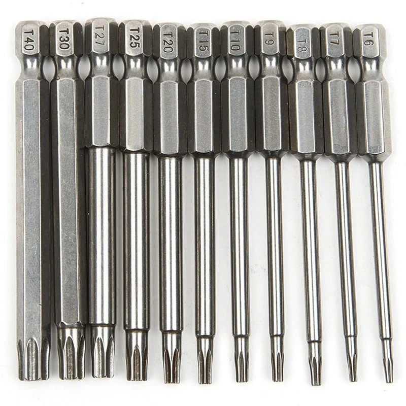 11 Pcs Magnetic T6-T40 Torx Head Screwdriver Bit Set Star 6 Point Screwdriver Drill Bits Tools 3 Inch Length