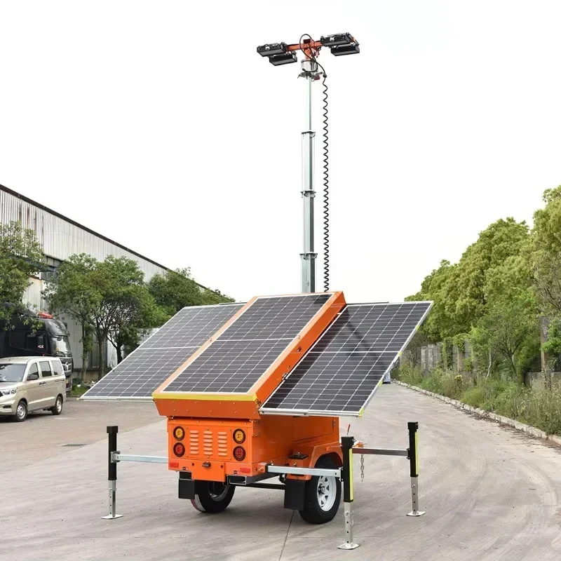 Mobile Lighting Trailer System Emergency Lighting Gold Mine Mobile Lighthouse Tower Light Solar For Construction Site Surinam