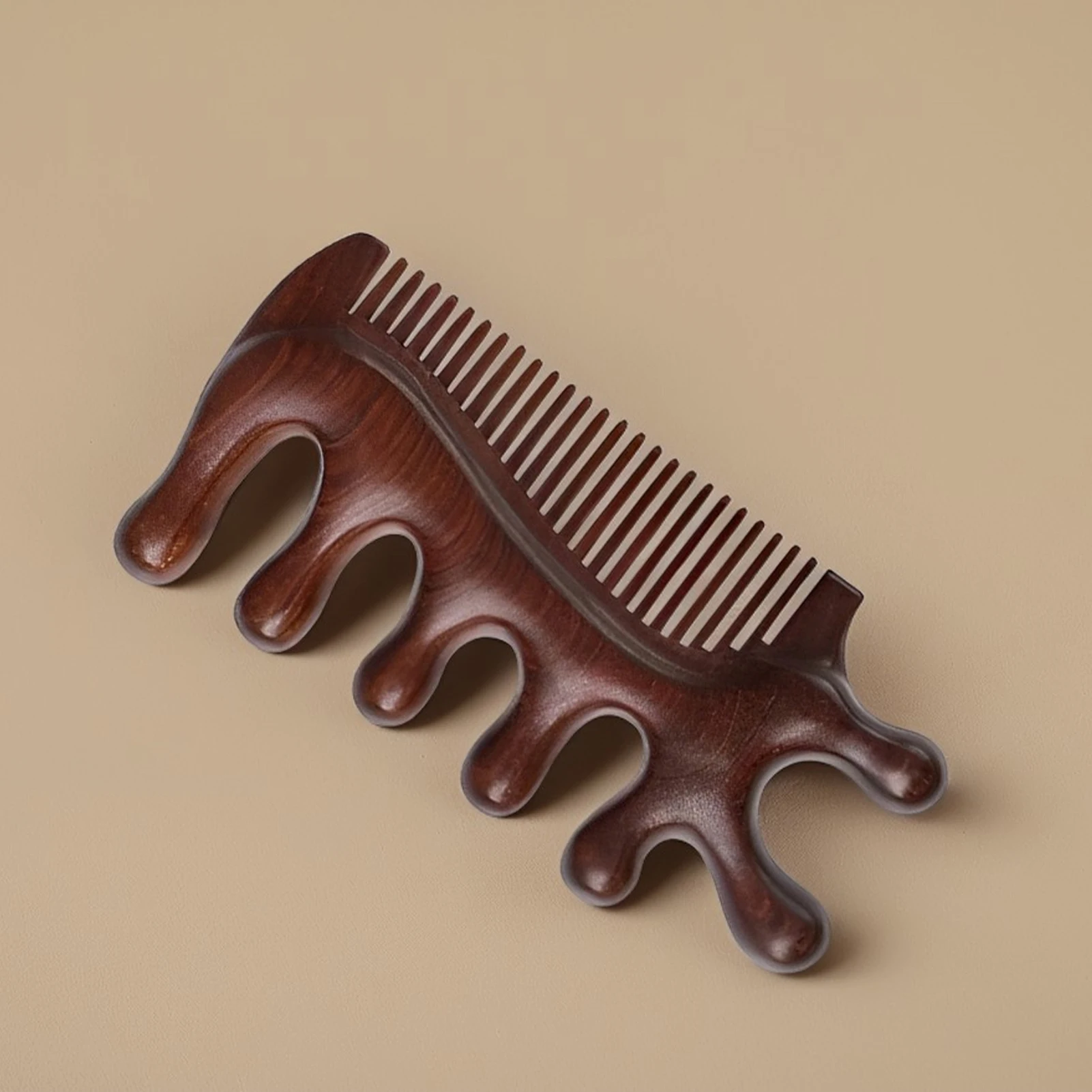 

2 In1 Natural Sandalwood Hair Combs Anti-Static Wooden Massager Combs Five Tooth Detangle Hair Comb Scalp Meridian Massager Tool