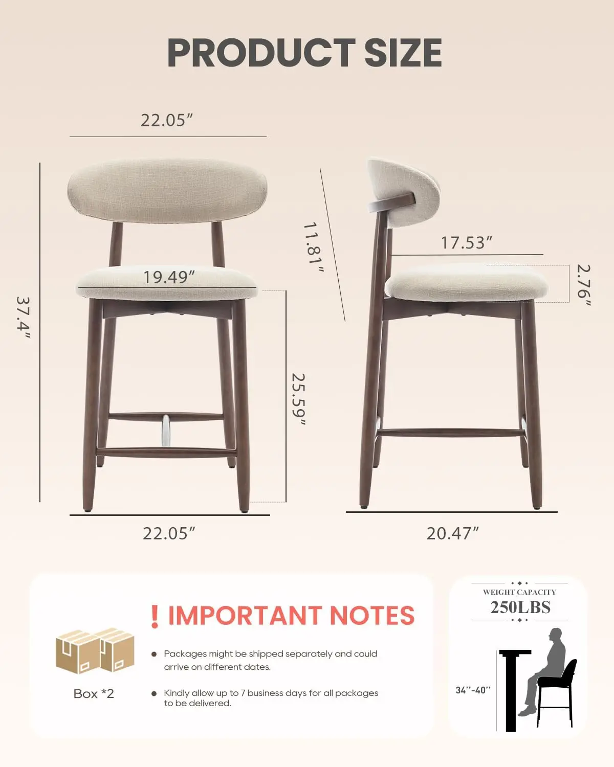 Bar Stools Set of 3, 25.6