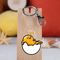 Anime Gudetamas Yolk King Lazy Eggs Kawaii Model Toy Double Sided Transparent Pendant Key Chain Decoration Kids Gifts