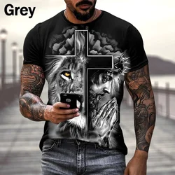 Camiseta 3D de moda cristiana para hombres y mujeres, camiseta Harajuku con cruz de Jesús, manga corta, ropa de calle con personalidad