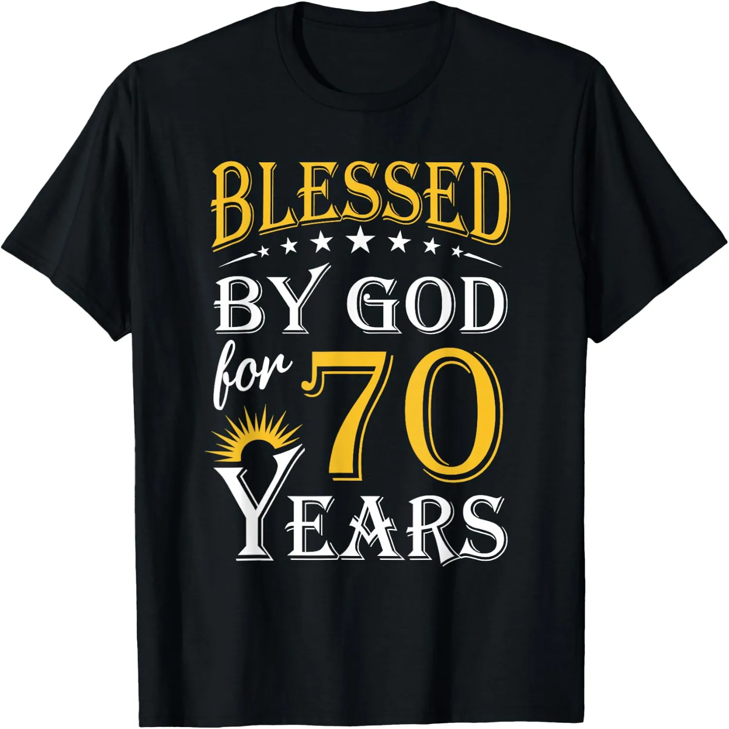 Vintage Blessed by God for 70 Years Happy 70th Birthday T-Shirt Y2K aesthetic, Concert tee