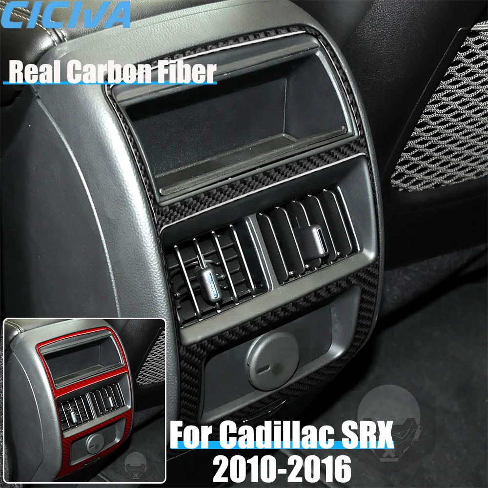 

Real Carbon Fiber Car Accessories Rear Air Vent Frame Cover Soft Sticker For CADILLAC SRX 2010 2011 2012 2013 2014 2015 2016