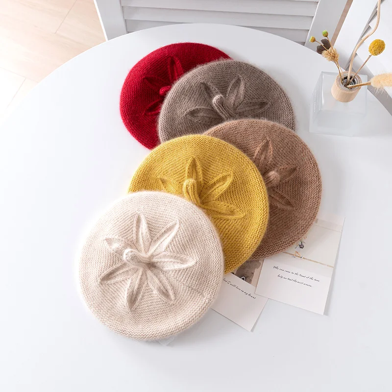 ytfidio-100-wool-children's-beret-simple-knitted-texture-fashionable-item-warm-hat-clearance-treatment-293