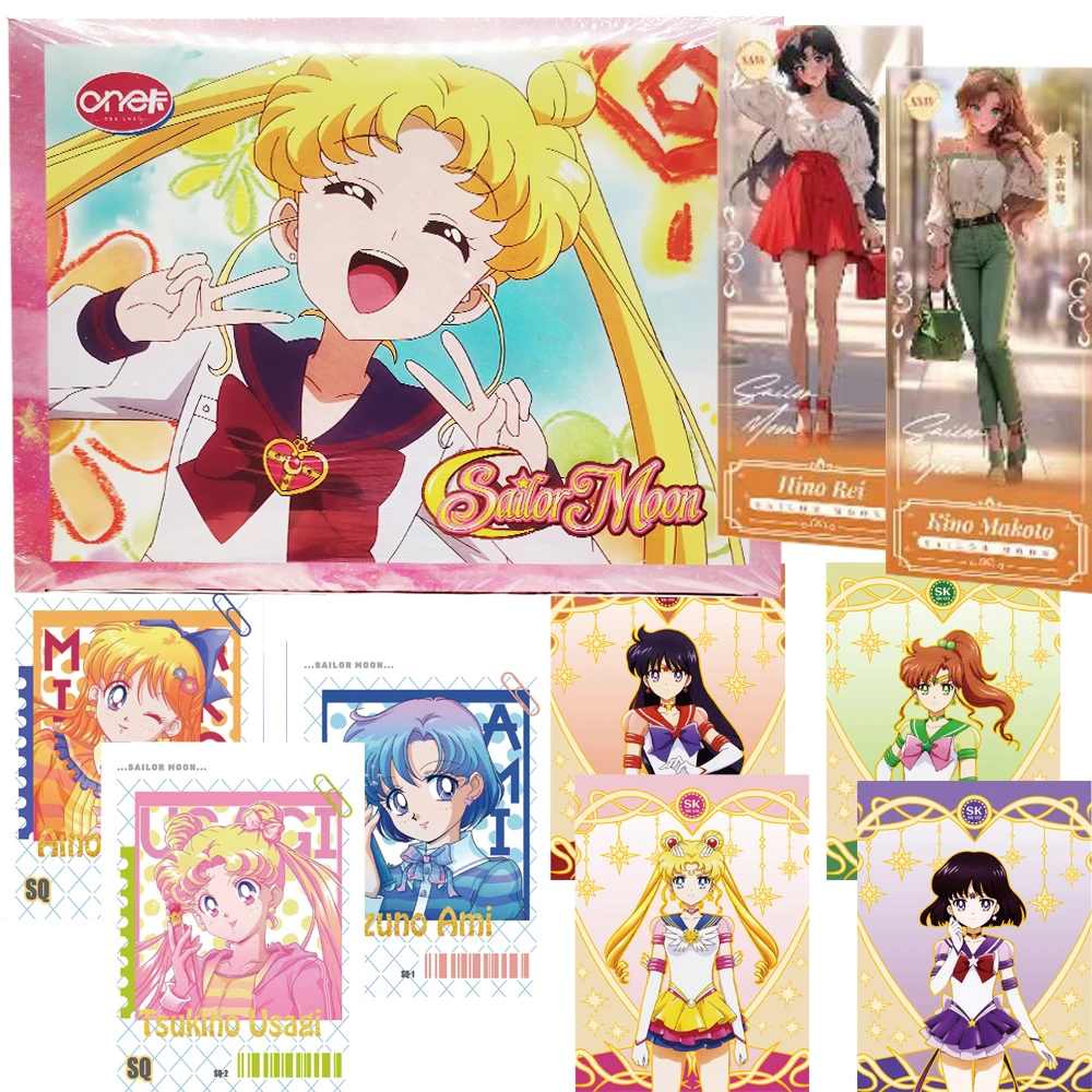 

Wholesale Sailor Moon Collection Cards Hino Rei Tsukino Usagi Rainbow Gradient Design Exquisite Art Anime Character Cards Gifts