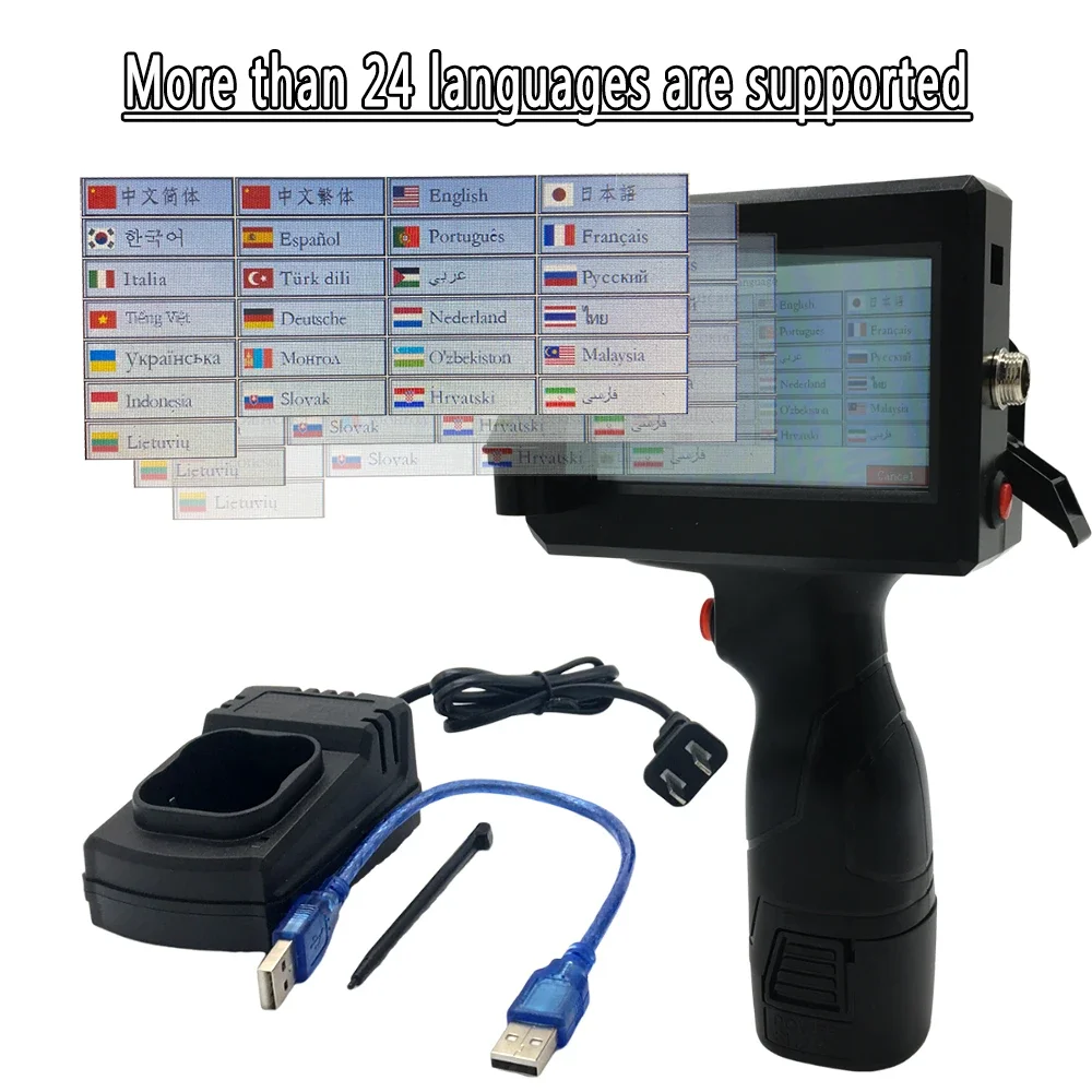 Touch Screen 12.7mm Handheld Inkjet Printer Quick Dry Laser Coder Label Print Machine 600DPI QR Code Date Logo Thermal Printer
