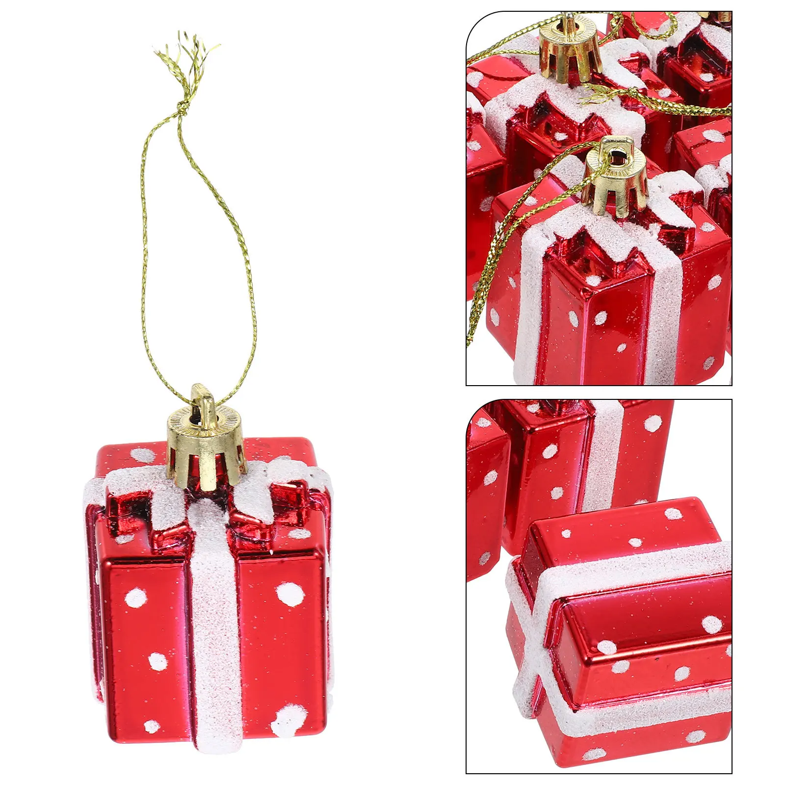 

6Pcs Christmas Tree Ornaments Mini Box Design Easy Hang Xmas Decorations Elegant Holiday Decor Tree Ornaments Mini Box Ornament