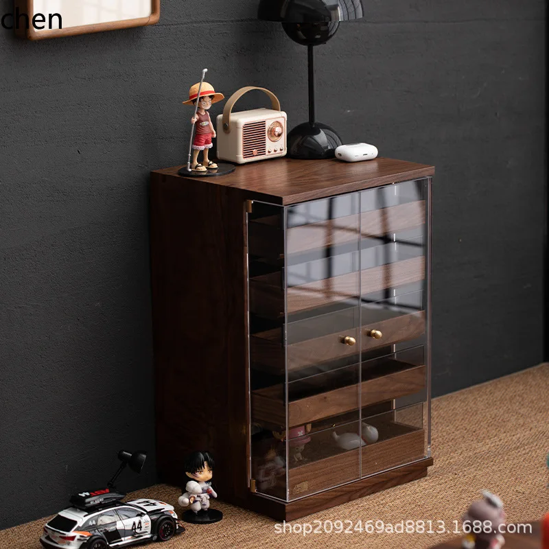 

ZML Walnut Wood Dental Cabinet Bracelet Teapot Teacup Figurine Multi-layer Dustproof Storage Cabinet