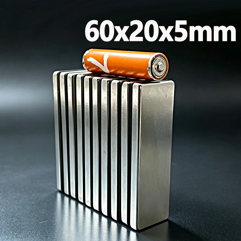 60x20x5mm Magnet N35 NdfeB Permanent Magnetic Imanes 60*20*5mm Magnet Accessory 1-20pcs Square Shape Neodymium Magnet
