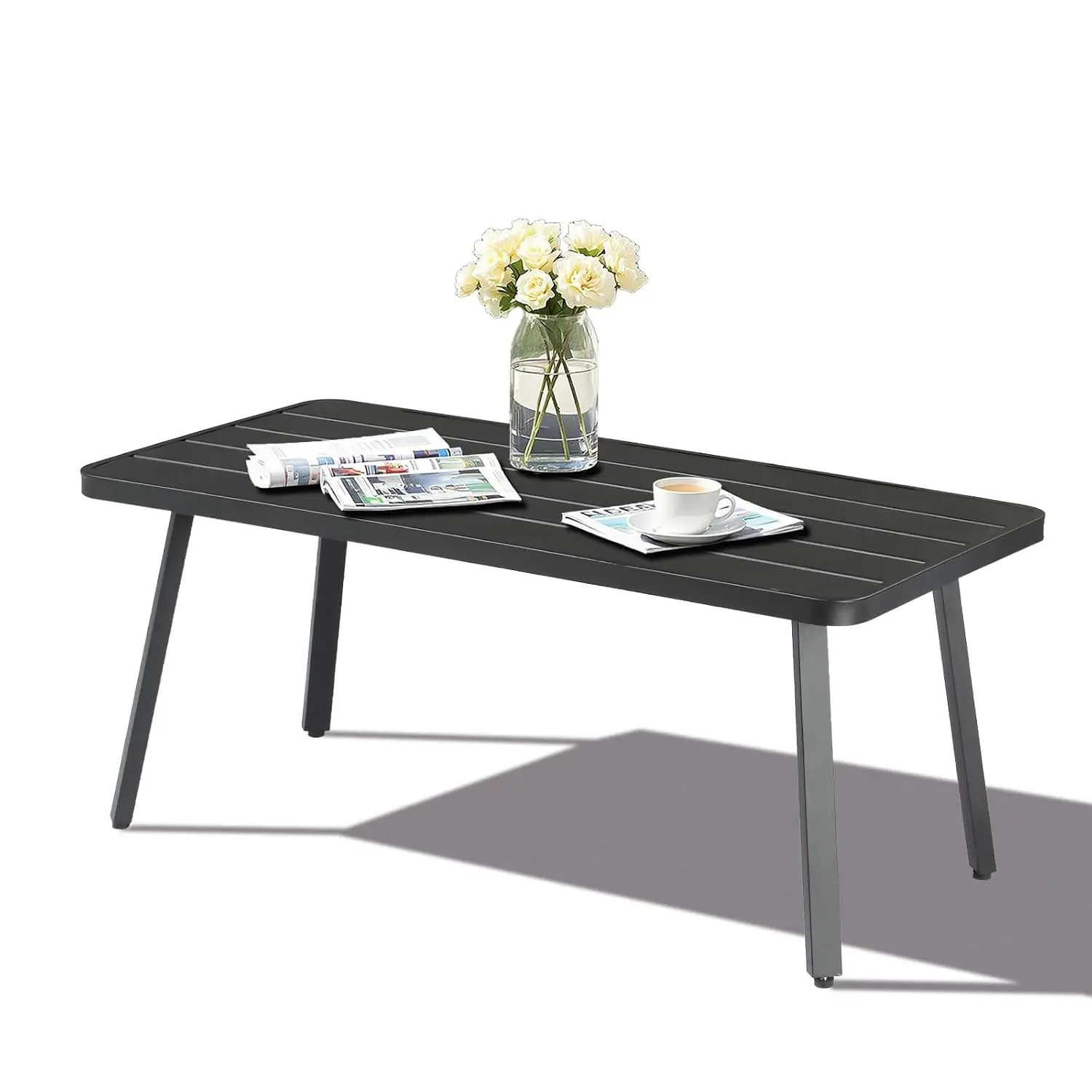 Small Steel Outdoor Patio Coffee Table, Weather Resistant Metal Outdoor Large Side Table for Patio Balcony Porch, Customized