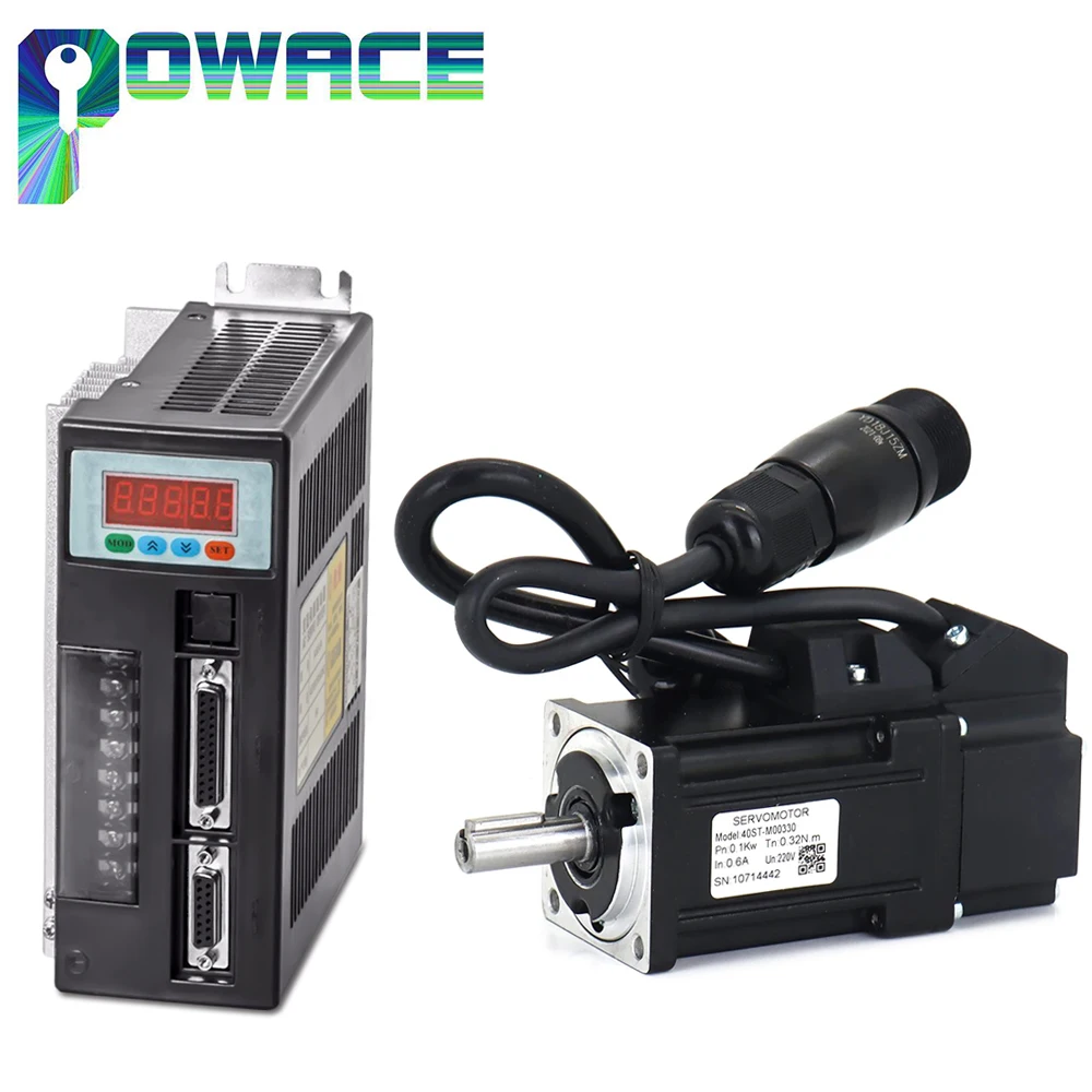 100W AC Servo Motor 40ST-M00330 0.32N.m 3000RPM 0.6A CNC Set Kit + 3M Encoder Cable With Brake Or Not