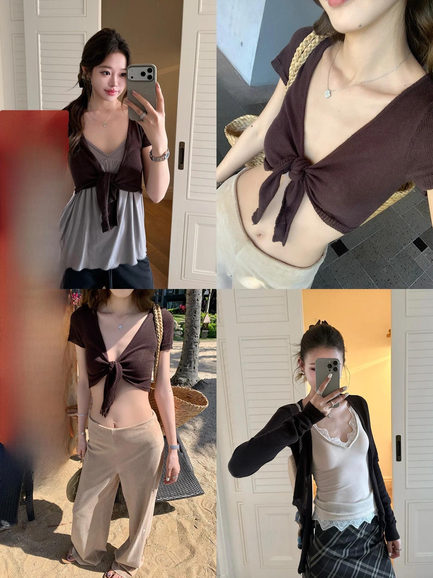 

Xzichic BM Sle: Женский вязаный топ из чистого хлопка с длинными рукавами, свободный крой, универсальный, с поясом, короткий кардиган-рубашка