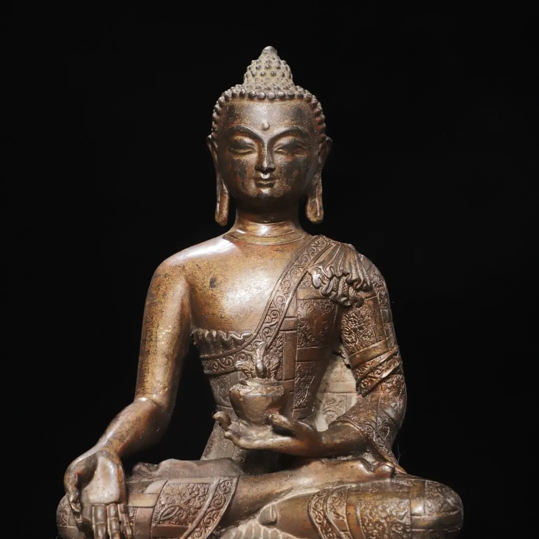 Gold Plated Brass Amitabha Ratnasambhava Medicine Buddha Home Temple Desktop Antique Decor