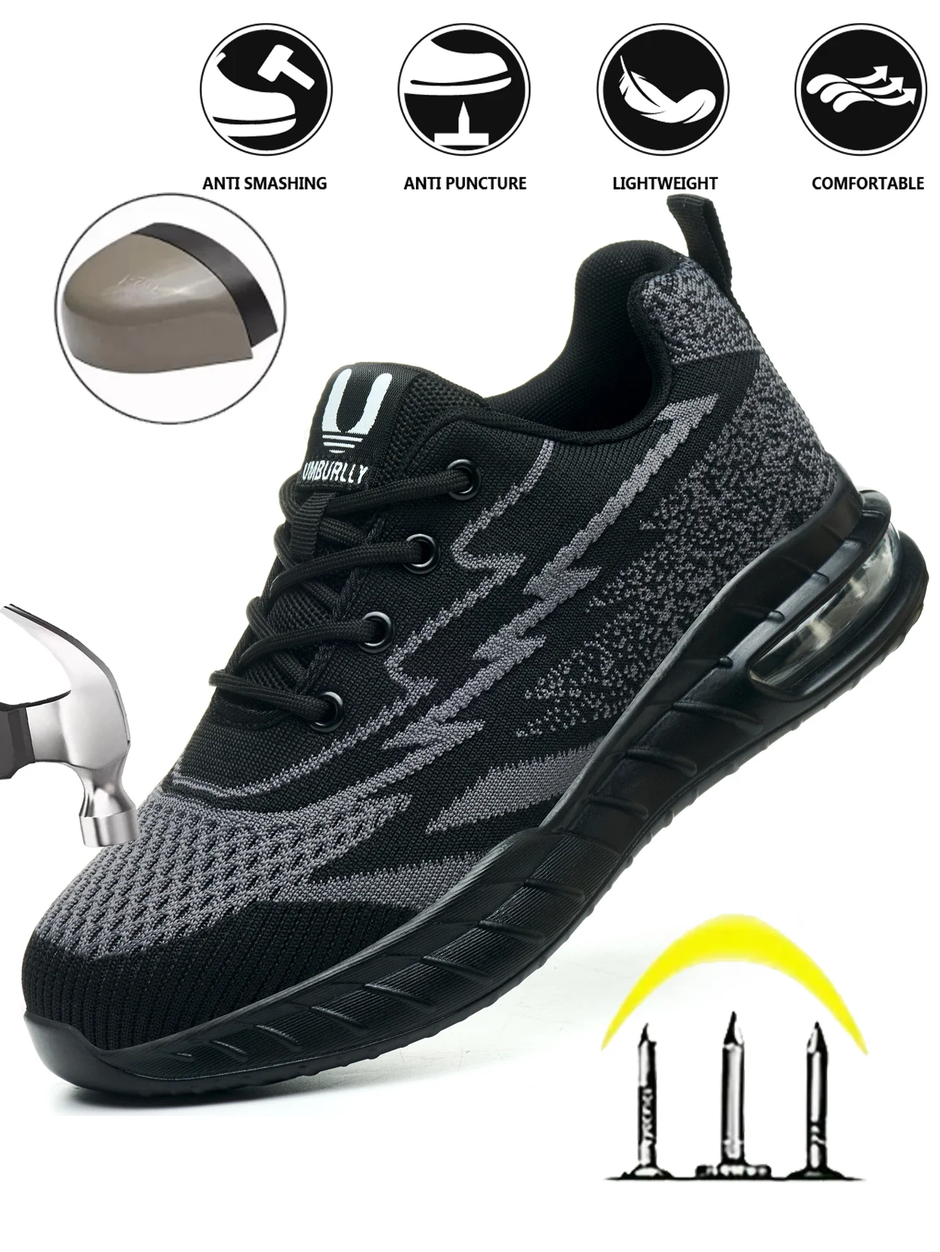 

Women Safety Shoes For Work Safety Boots Breathable Steel Toe Puncture Proof Sport Work Sneakers Construction Security Boots