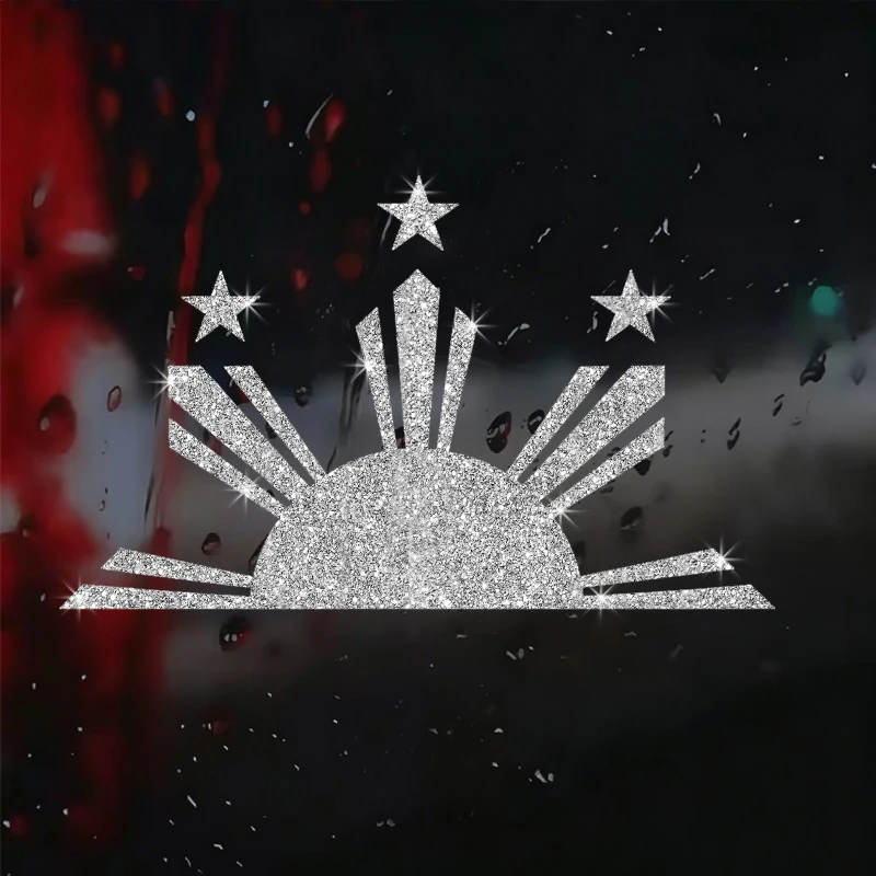 Sparkling Philippines Half Sun Stars Filipino Flag Vinyl Decal Window Laptop Sticker-Car Stickers for Doors, Windows, Laptops