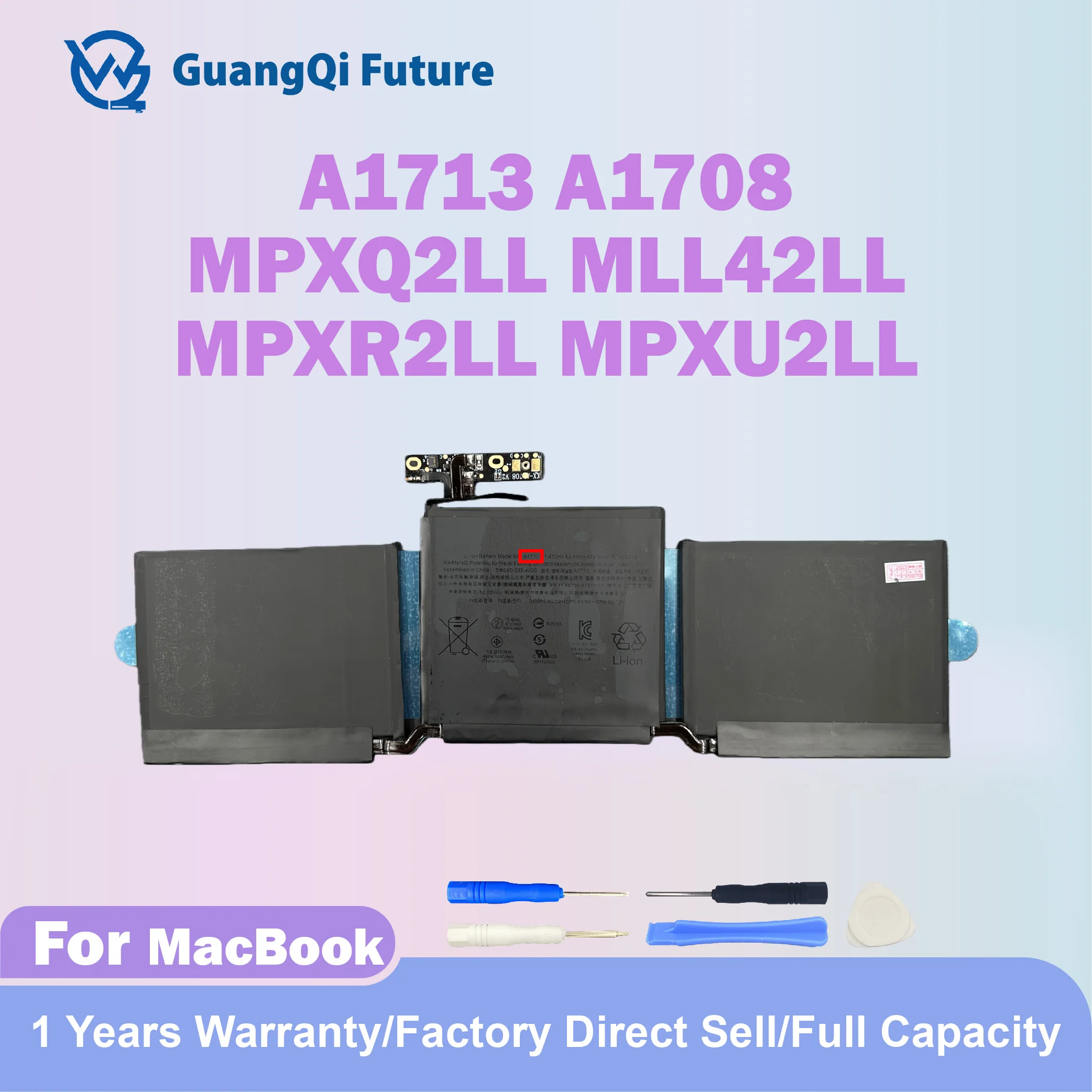 A1708 A1713 Laptop Battery Replacement For MacBook Pro 13 inch (Late 2016, Mid 2017) A2159(2019) A2289(2020) A2338(2020,2022) A1