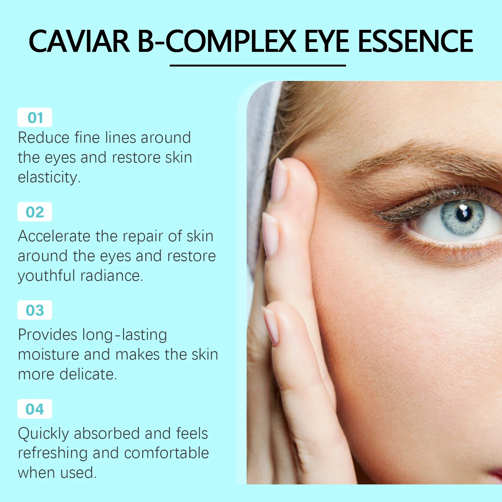 Caviar B-Complex Eye Essence Remove Dark Clrcles Anti Puffiness Smoothing Fine Lines Moisturize Skin Around the Eye Serum