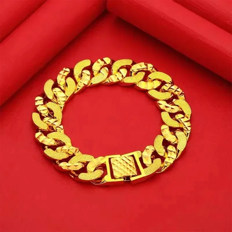 Men's 24K Gold (AU999) Boss Bracelet | Openwork Coin Pendant, Micro-diamond Halo With Magnetic Closure