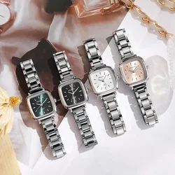 New Brand Ladies Watch Versatile Korean Female Student Small Square Quartz Watch Adjustable Stainless Steel Strap Wristwatches