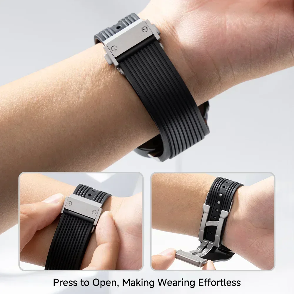 Rubber Sport Band for Samsung Galaxy Watch Ultra 7 47mm Stainless Steel Men\'s Luxury Band for Samsung Galaxy Watch 7 Ultra band