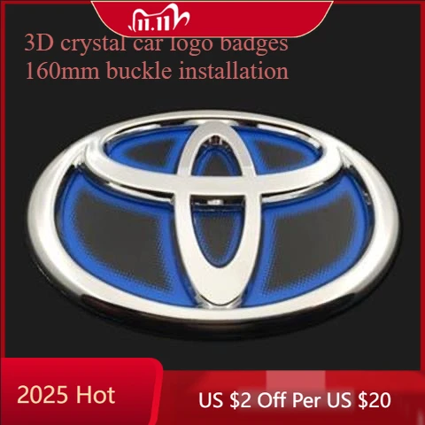 

Для Toyota 2026 новые колпаки-концентраторы 1 шт. 3D кристаллические значки с логотипом автомобиля, знак передней решетки 160 мм для Toyota Highlander Camry RAV4 CHR Av