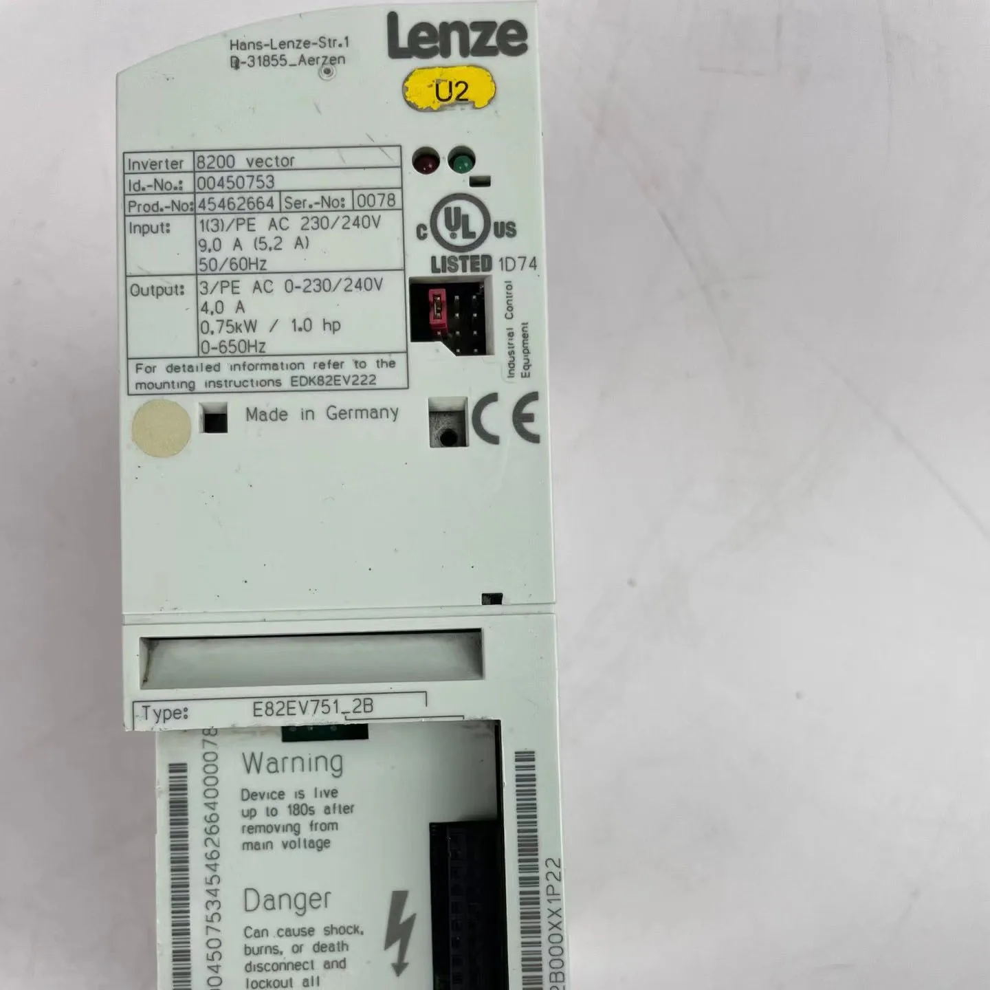 Imagem -06 - Inversor Vetorial para Lenze Drive para E82ev7512b 8200 0.75kw