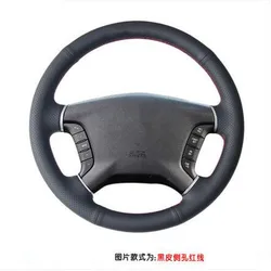 Car Styling DIY Hand-stitched Genuine Leather Steering Wheel skin Cover For Mitsubishi delica D5 Pajero 2007-2014