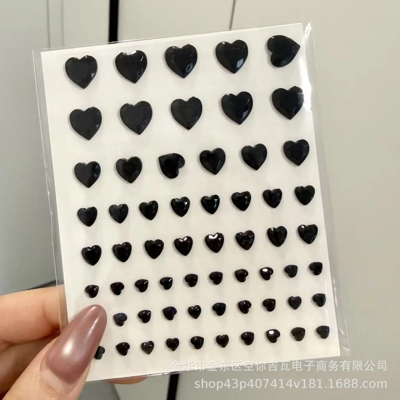 Self Adhesive Black Star Heart Rhinestone Face Gems Hollow Design for Eye Makeup Stage Glitter Creative Dark Style Stickers