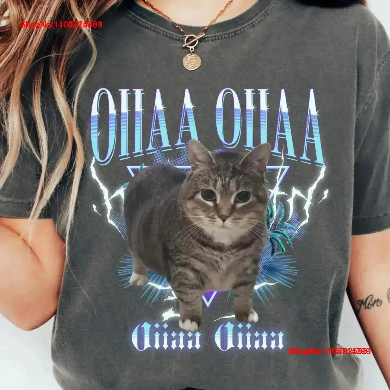 Funny Viral Spining Cat Meme T Shirt Oiiaa BrainroT Uiia Unhinged That Go Hard vintage Washed Casual homme designer clothes