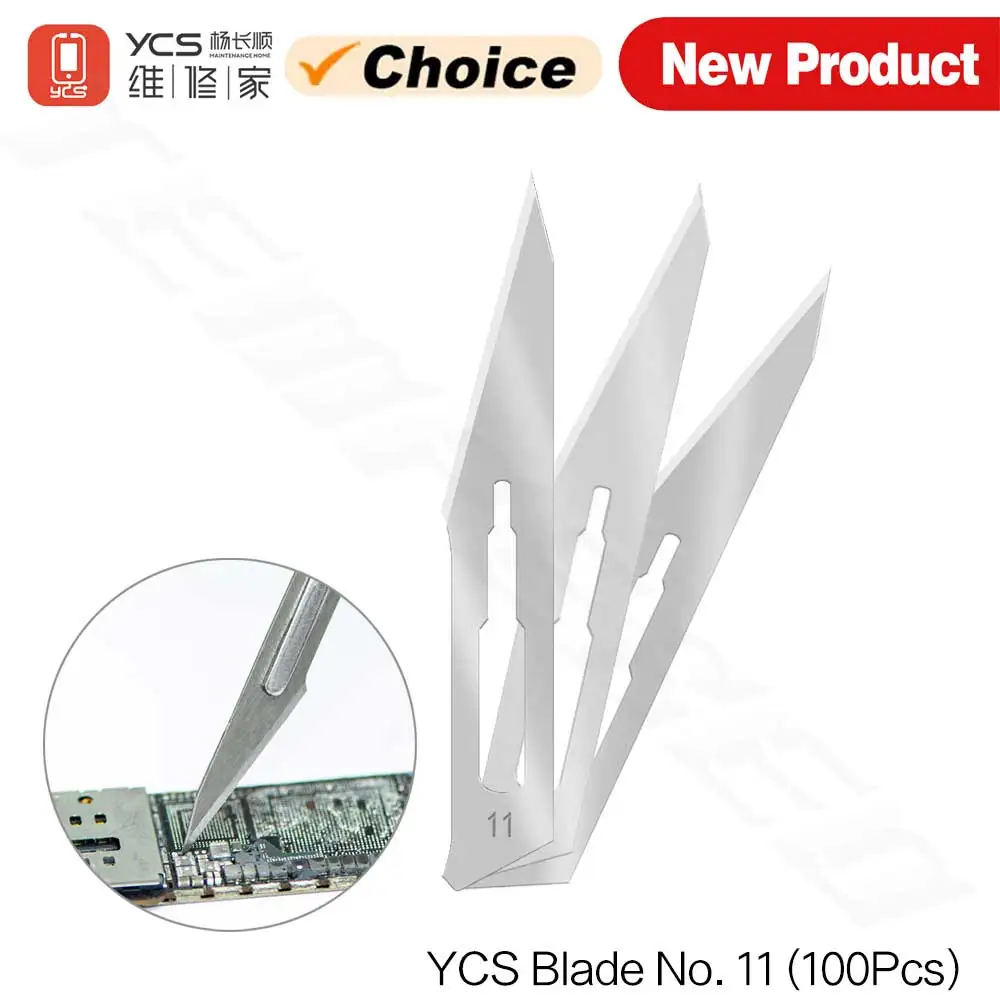 YCS #11 100Pcs Carving Knife Blades Stainless Steel for Mobile Phones Repair Engraving Metal Wood Craft Blades Hand Tools Set