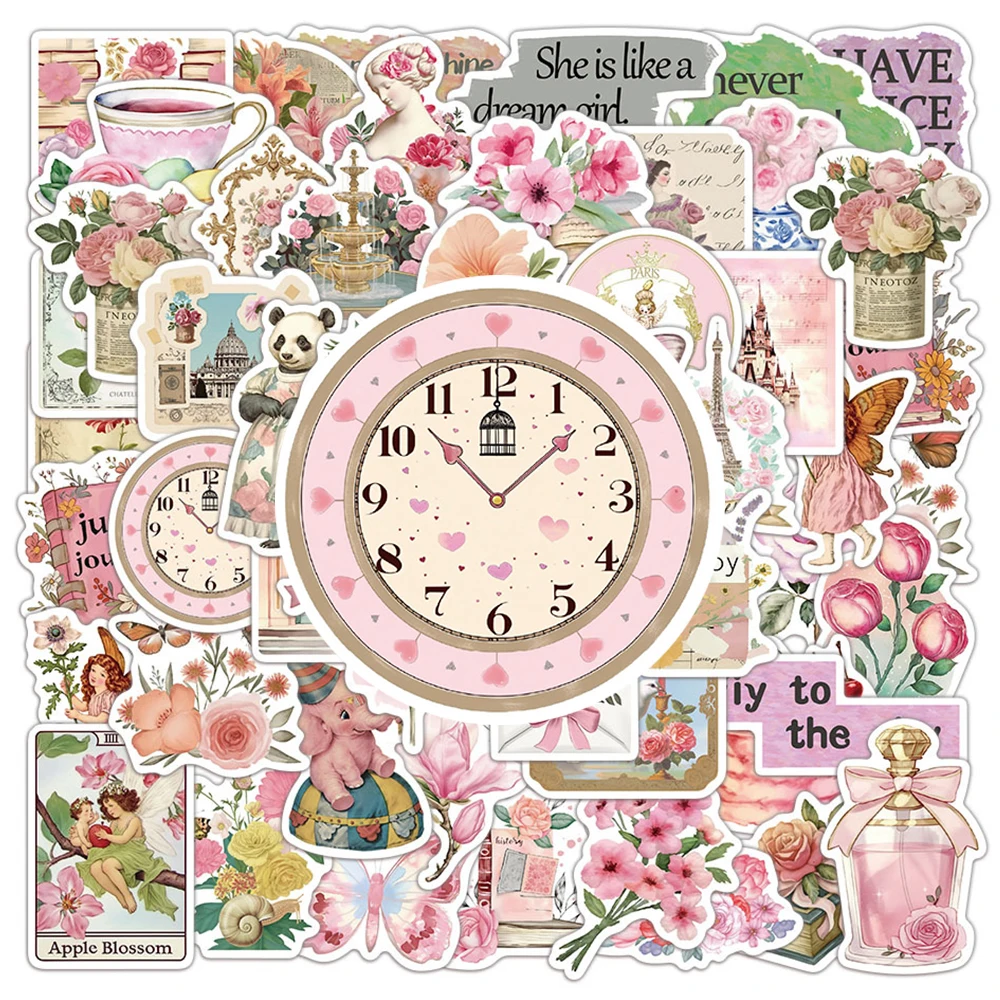 

10/30/50pcs Cartoon Retro Pink Girl Collage Doodles Stickers for Laptop Skateboard Phone Phone DIY Vintage Aesthetic Sticker Toy