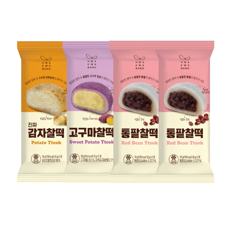 Juego de 4 pasteles de arroz glutinoso Ashley Hwa Gwa Bang (2 frijoles rojos + 1 patata dulce + 1 patata)