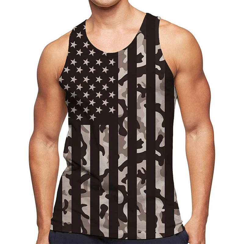 3D US America National Flag Graphic Tank Top Gym Clothing Men Summer Streetwear Basketball Vest Quick Drying Sleeveless y2k Tops