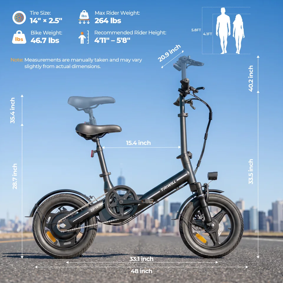 14 Inch Electric Bike Folding City Electric Bicycle 1000W Peak Adult Students Commuter E-Bike Pedelec 350W Motor 7.8Ah Battery Shock Absorbing Fork Mini Ebike Max 27km/h 10-12km Range Suitable Mechanical Disc Brakes Outdoor Camping Black Pink White image 10