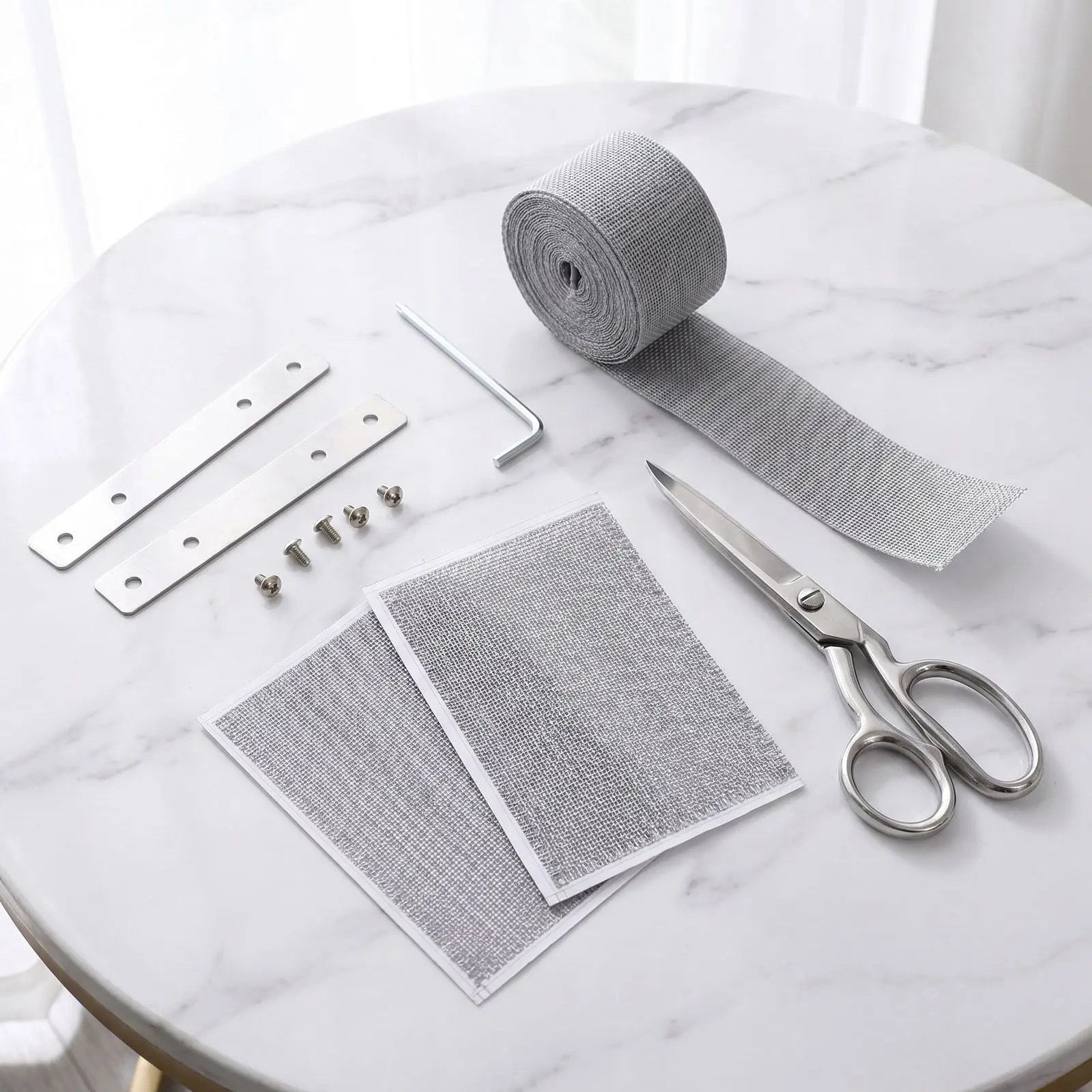 1Set Roller Shade Strap Repair Kit Stainless Steel Plate Webbing Blind Repair Hardware Easy DIY Window Blind Maintenance Kit