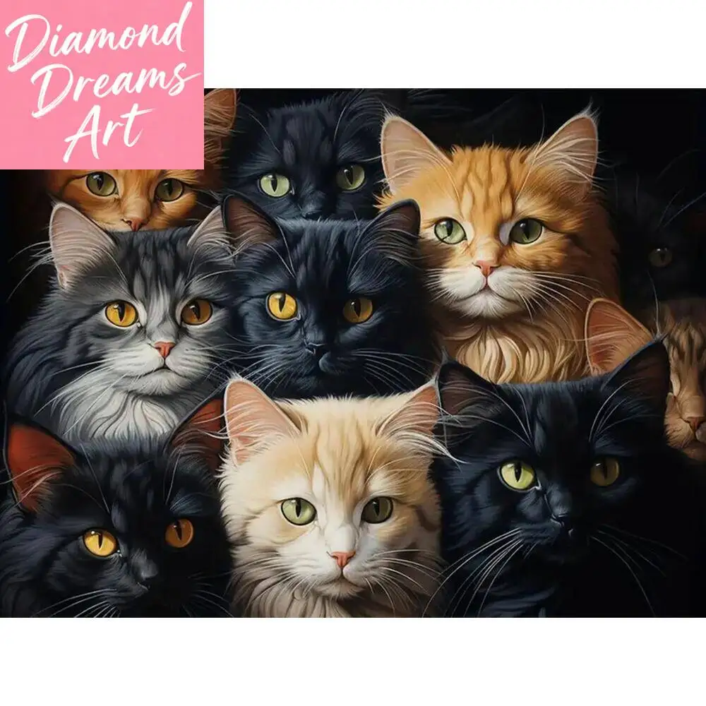 

Frameless, Diy Diamond Mosaic Cat Full Diamond Painting Animal Handmade Home Decoration Rhinestone Pictures Craft Kit